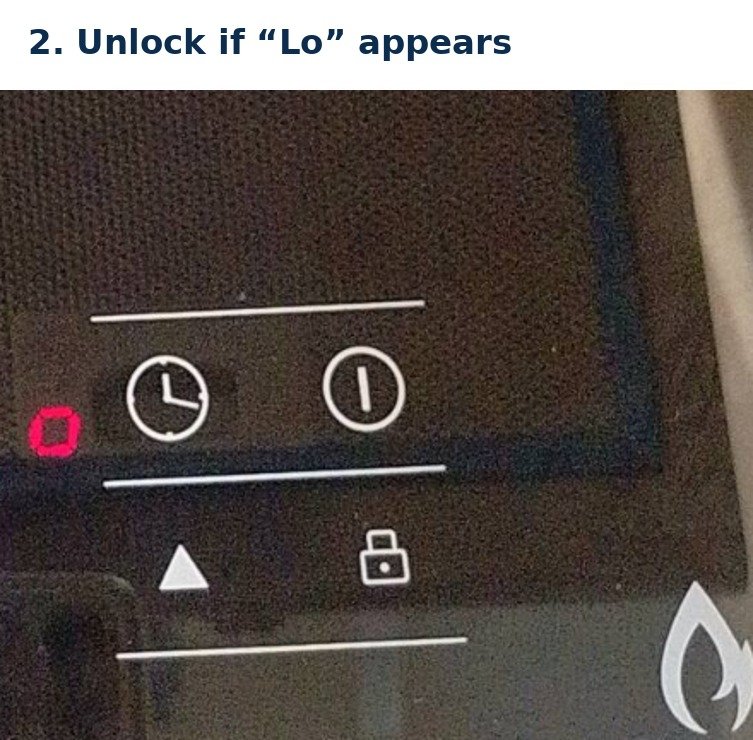 Display showing Lo and the lock button